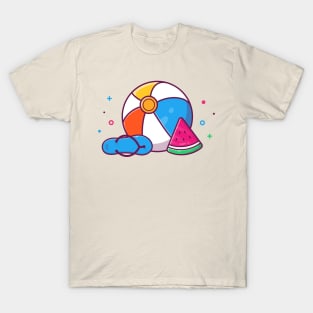 Ball, Sandal With Watermelon Cartoon T-Shirt